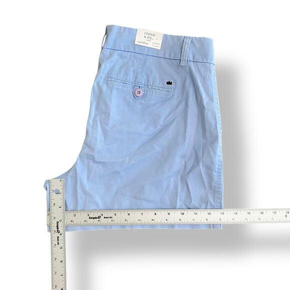 Crown & Ivy NWT Caroline Cotton Blend Shorts Womens Size 12P Blue - Picture 6 of 10